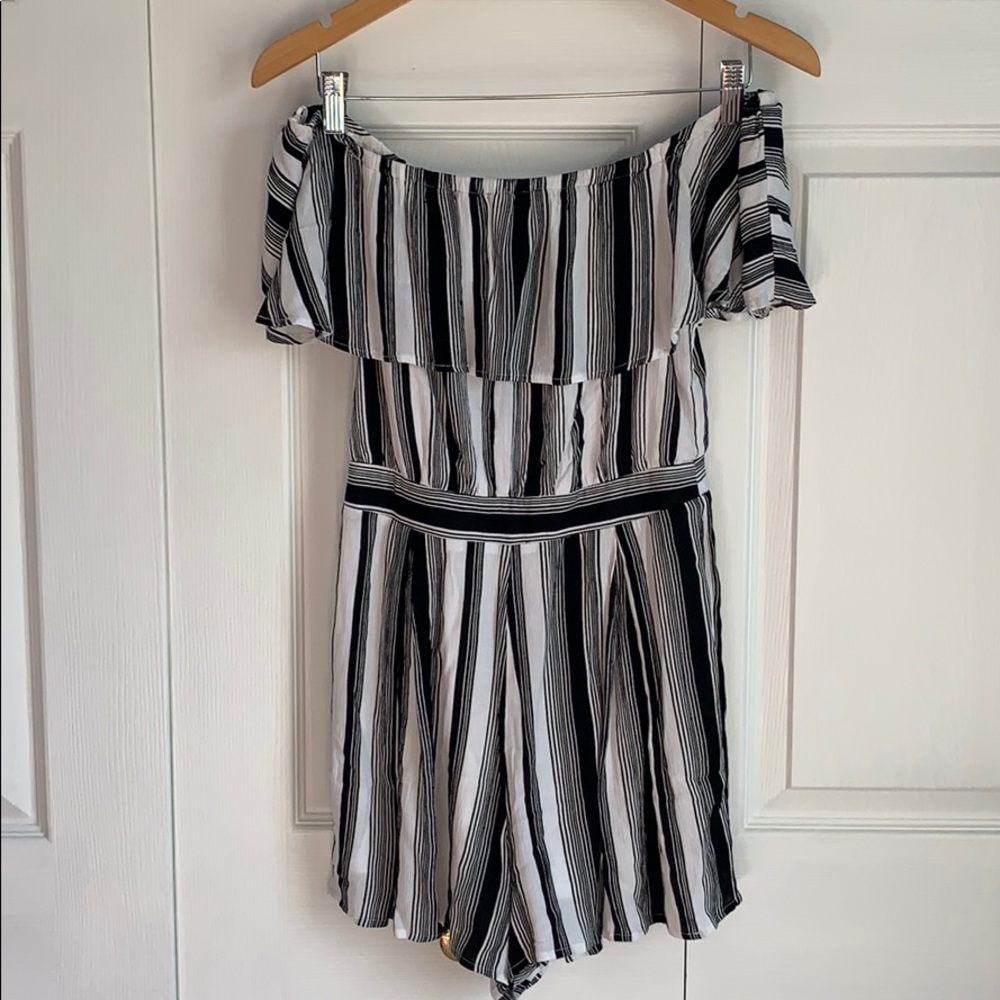 ‼️2/ $20‼️ Black and white striped Romper